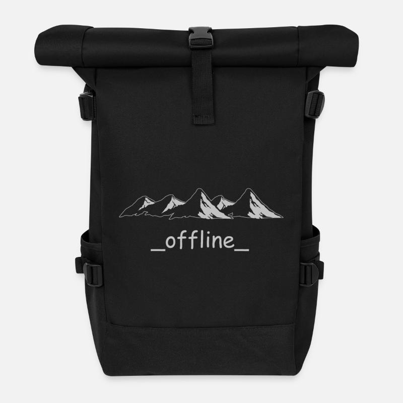 Bergsilhouette offline, Bergmotiv, offline - Rolltop Rucksack - Schwarz