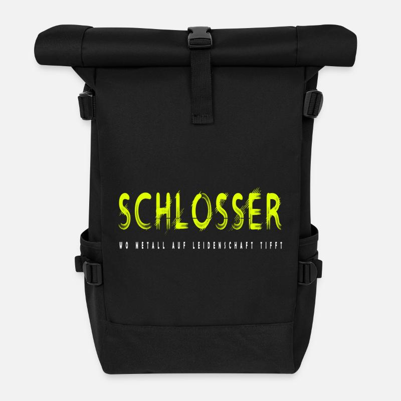 Schlosser Handwerker Design - Rolltop Rucksack - Schwarz