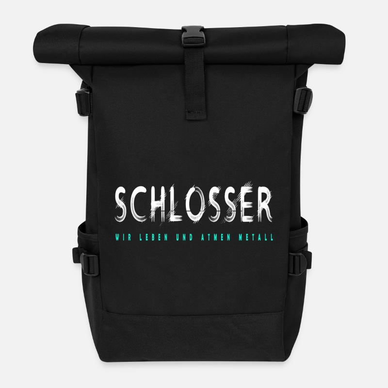 Schlosser Handwerker Design - Rolltop Rucksack - Schwarz