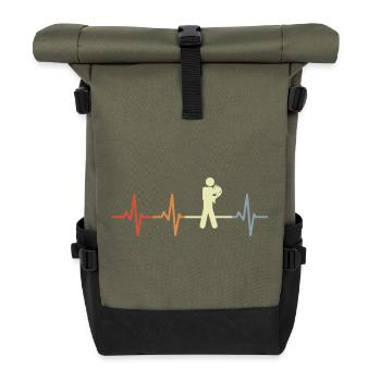 Hornist Strichfiguren Herzschlag - Rolltop Rucksack - Olive/Schwarz - Vorne