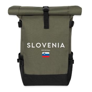 Flagge von Slowenien, slowenischer Stolz - Rolltop Rucksack - Olive/Schwarz - Vorne