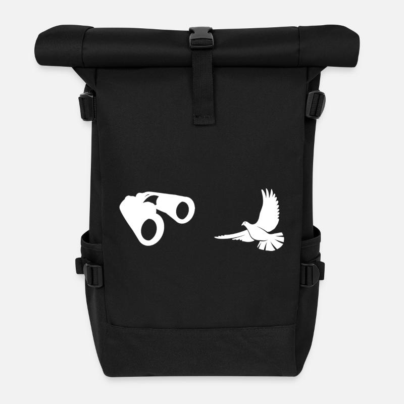 Minimalistische Vogelbeobachtung Silhouette - Rolltop Rucksack - Schwarz