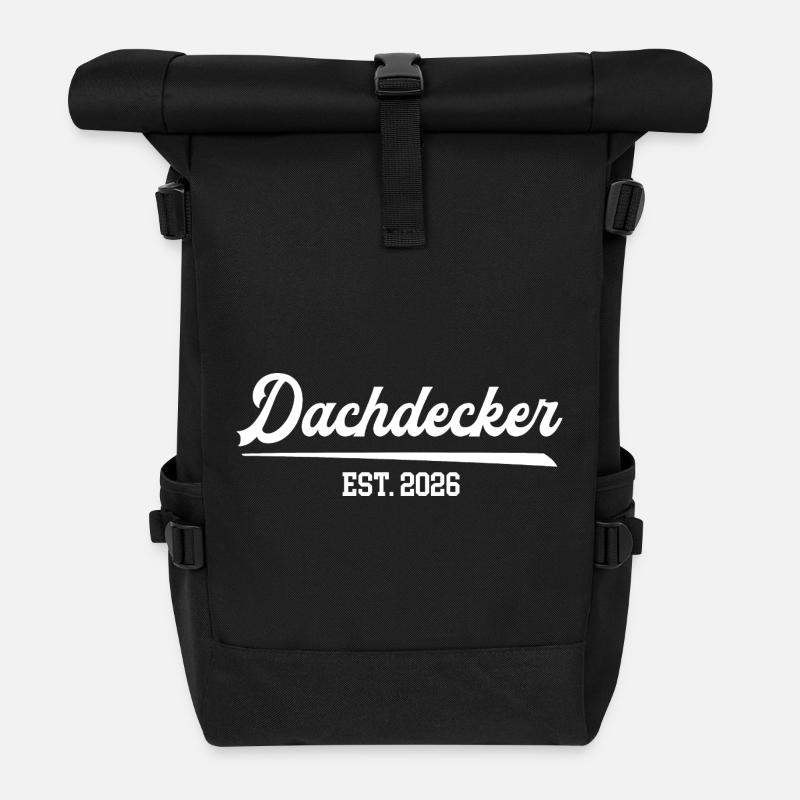 Dachdecker 2026 Ausbildung Dachdeckerei Lehre - Rolltop Rucksack - Schwarz
