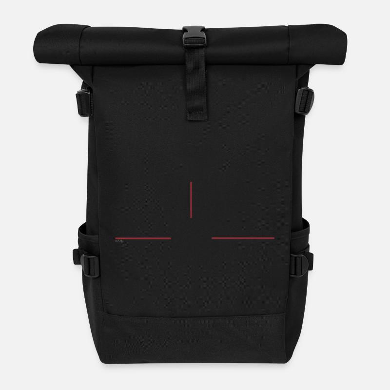 Minimalist redline graphic - Roll Top Backpack - black