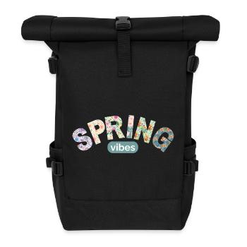 Flower Letters / Farbenfrohes Blumendesign - Rolltop Rucksack - Schwarz - Vorne