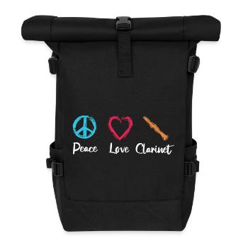 Peace Love Clarinet - Roll Top Backpack - black - Front