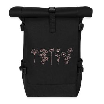 Fleurs sauvages minimalistes, art floral bohème - Sac à dos roll top - noir - Devant