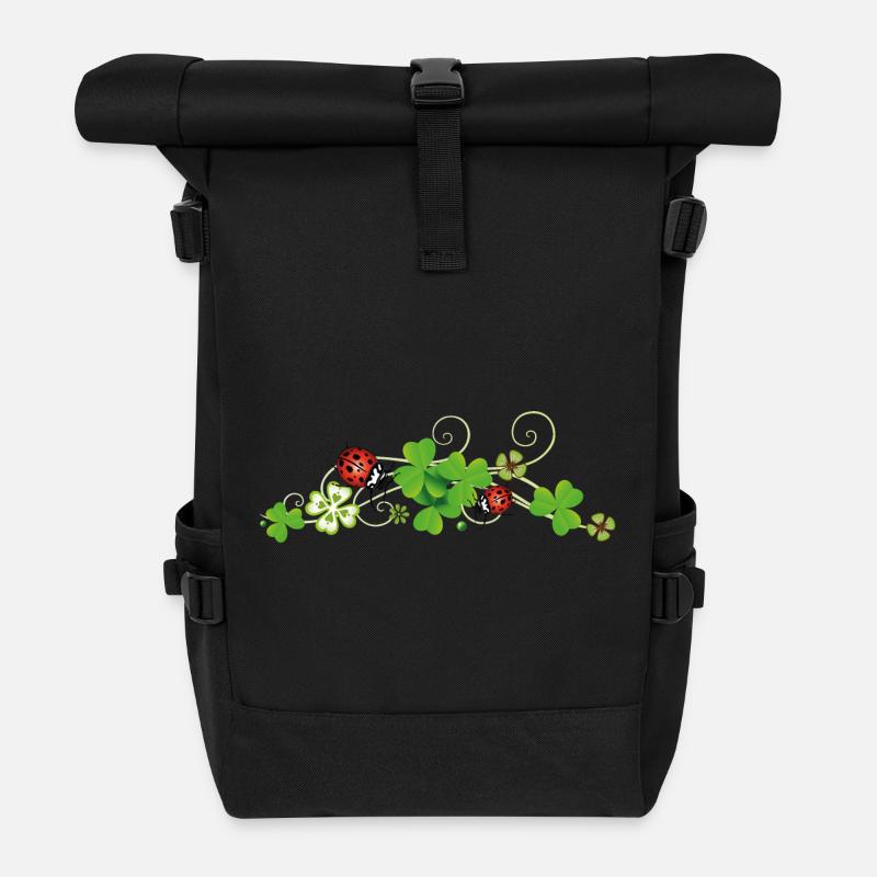 Klee, Glücksklee mit Marienkäfern. Silvester. - Rolltop Rucksack - Schwarz