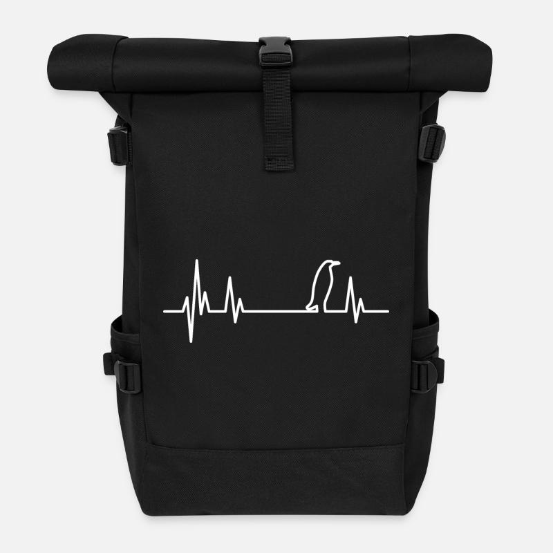 Pingouin battement de coeur blanc - Sac à dos roll top - noir