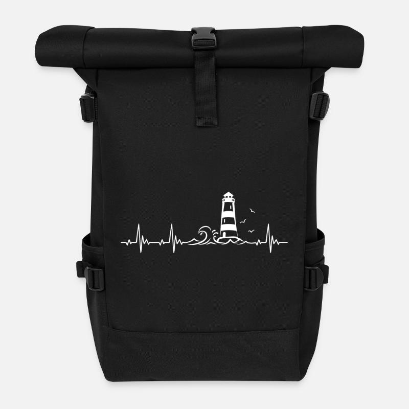 Leuchtturm Ostsee Nordsee Herzschlag Frequenz Puls - Rolltop Rucksack - Schwarz