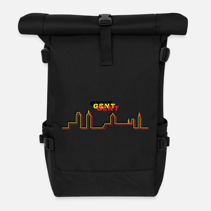 Gent minimalistische Skyline Trikolore - Rolltop Rucksack - Schwarz