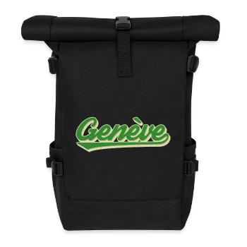 Genève Grün Retro Script - Rolltop Rucksack - Schwarz - Vorne