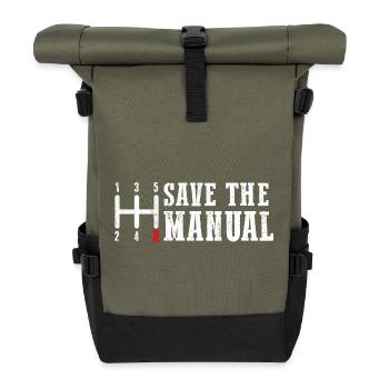 Save The Manual Gearshift Tribute - Roll Top Backpack - olive/black - Front