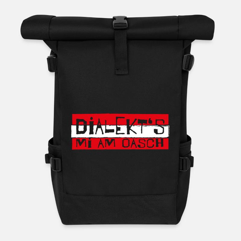 dialekts mi am Oasch! Mundart, Dialekt, Sprüche - Rolltop Rucksack - Schwarz
