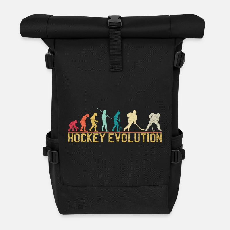 Hockey Evolution Silhouette Design - Rolltop Rucksack - Schwarz