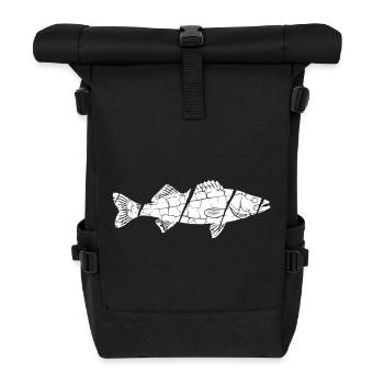 Großer Zander Fisch Fang Vektor - Rolltop Rucksack - Schwarz - Vorne