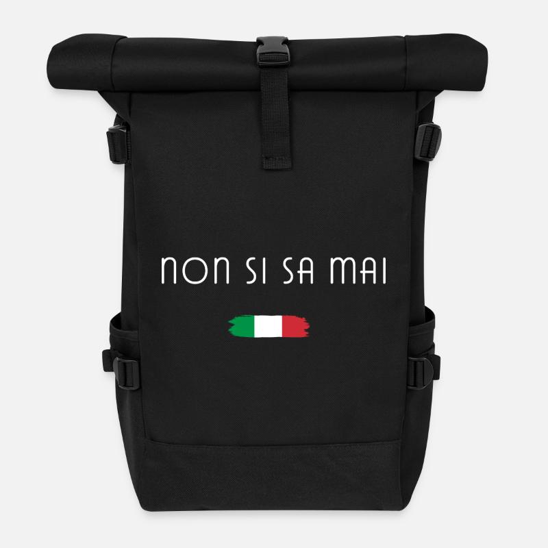 Non si sa mai – Italien Spruch Design - Rolltop Rucksack - Schwarz