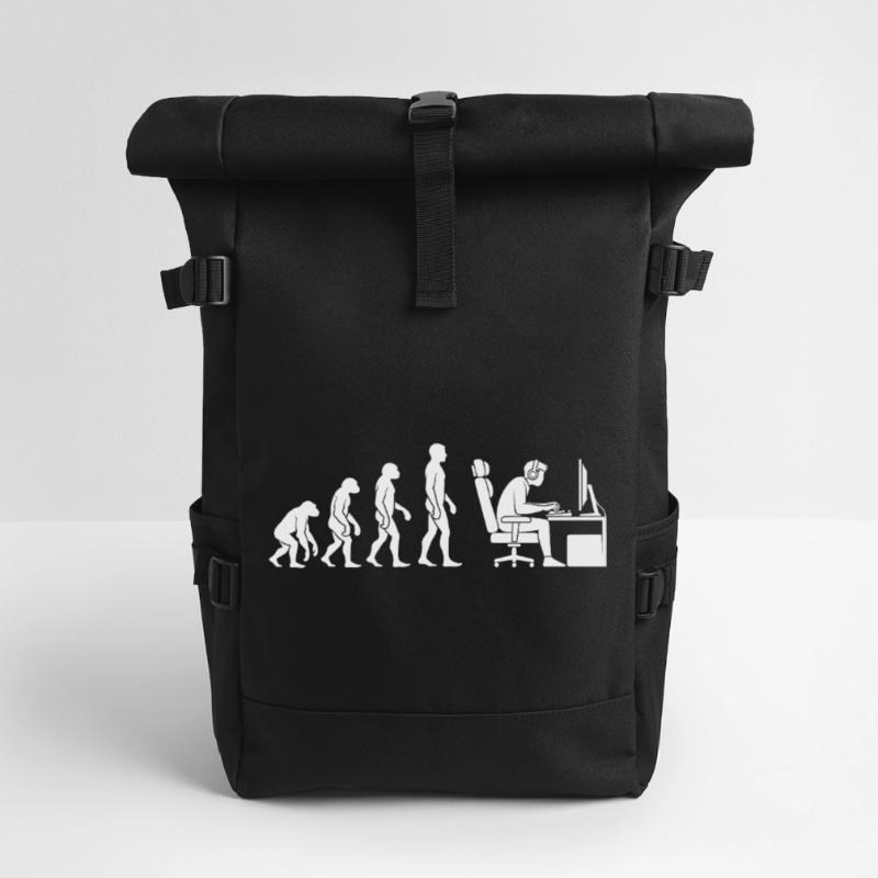 Evolution ends at the desk Roll Top Backpack