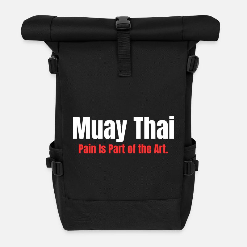 Acht Gliedmaßen. One Mind. | Muay Thai - Rolltop Rucksack - Schwarz