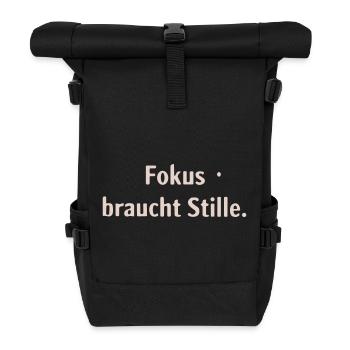Fokus braucht Stille - Rolltop Rucksack - Schwarz - Vorne