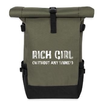 Fille riche – riche en attitude, pas en argent - Sac à dos roll top - olive/noir - Devant
