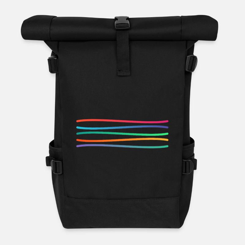 Regenbogen Linienkunst - Rolltop Rucksack - Schwarz
