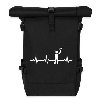 Maler Strichmännchen Herzschlag - Rolltop Rucksack - Schwarz - Vorne