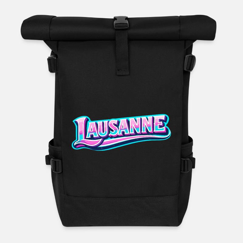 Lausanne - Roll Top Backpack - black