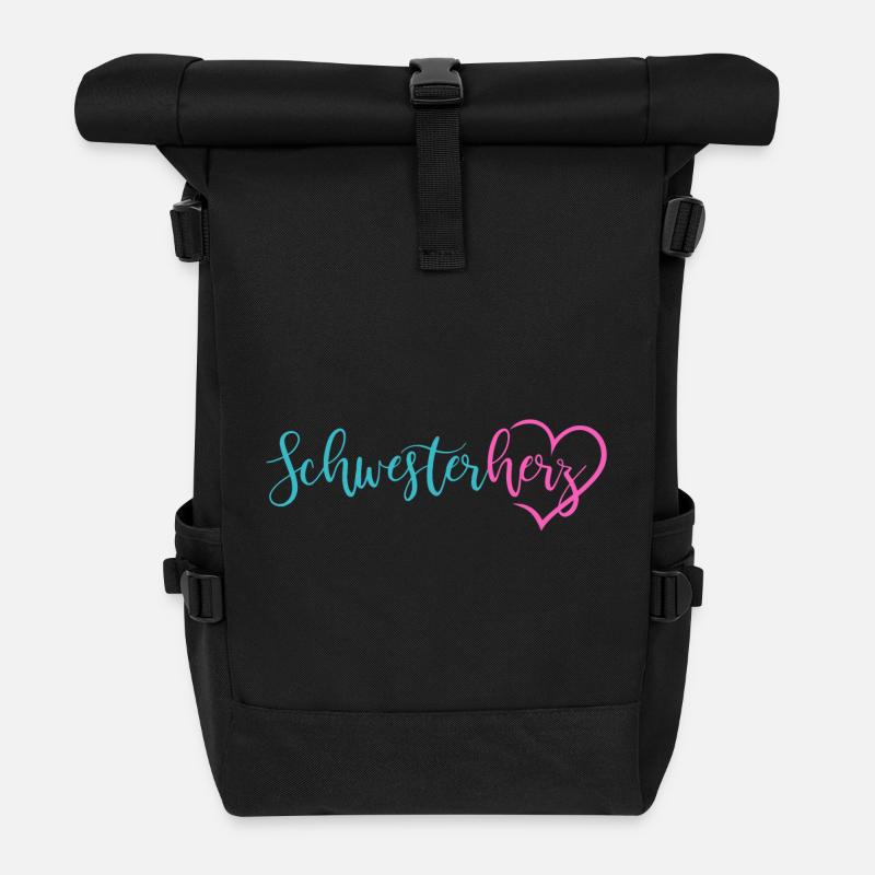 Schwesterherz - Rolltop Rucksack - Schwarz