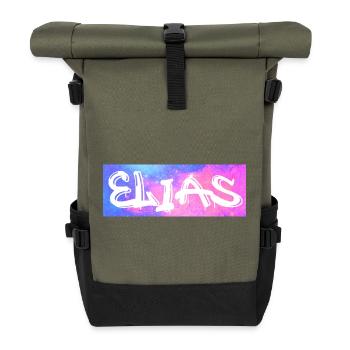 Elias Name Gift Idea Galaxy - Roll Top Backpack - olive/black - Front