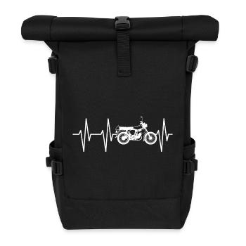 Simson s50 Herzschlag DDR Osten Symbol Puls Logo - Rolltop Rucksack - Schwarz - Vorne