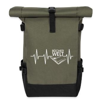 Heartbeat Livre Livre Monde Icône Livre Lecture Lecteur - Sac à dos roll top - olive/noir - Devant