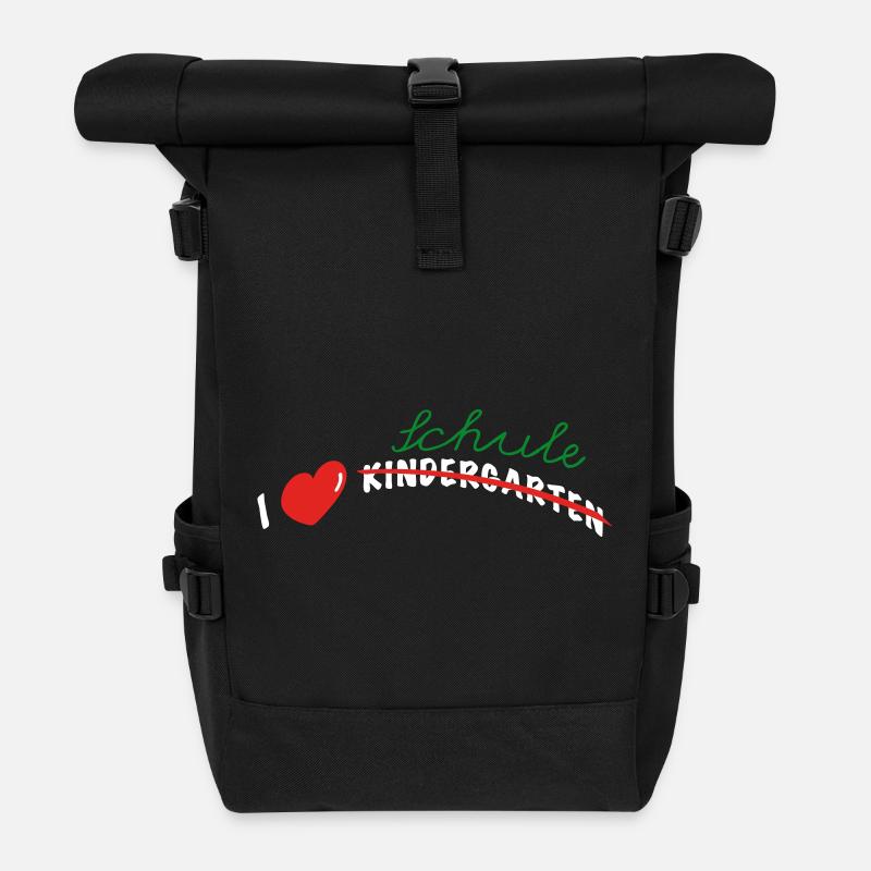 I love Schule - Rolltop Rucksack - Schwarz