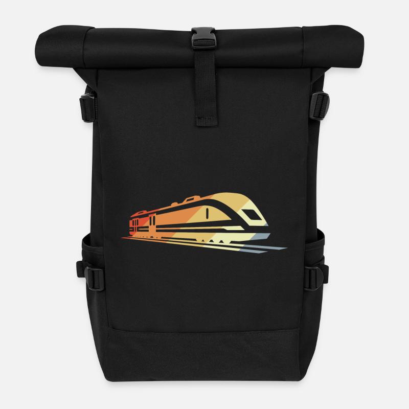 Zug Skizze Vintage - Rolltop Rucksack - Schwarz
