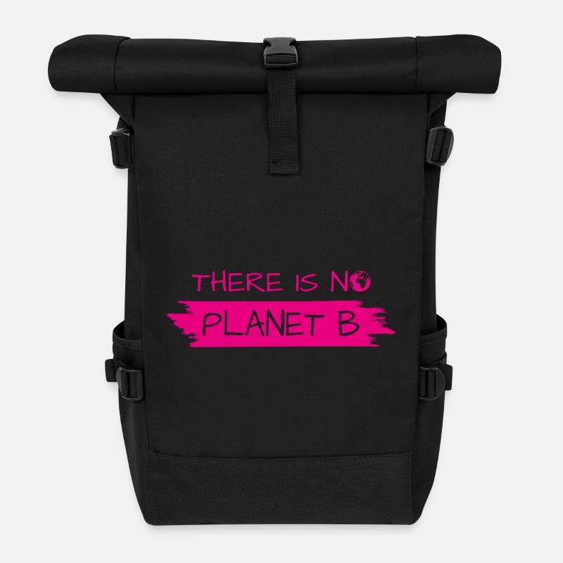 Kein Planet B Pinselstrich-Aufdruck - Rolltop Rucksack - Schwarz