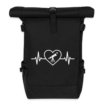 Astronomisches Herz und Teleskop - Rolltop Rucksack - Schwarz - Vorne