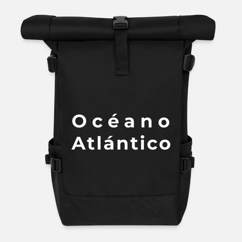 Océan Atlantique Typographie Marine - Sac à dos roll top - noir