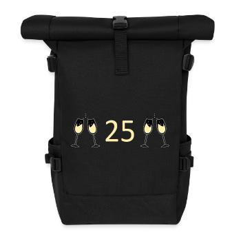 25.Geburtstag 25 Jahre Jubiläum 25 Jahre Zahl 25 - Rolltop Rucksack - Schwarz - Vorne