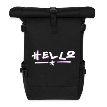 Hello lettering with color gradient - Roll Top Backpack - black - Front