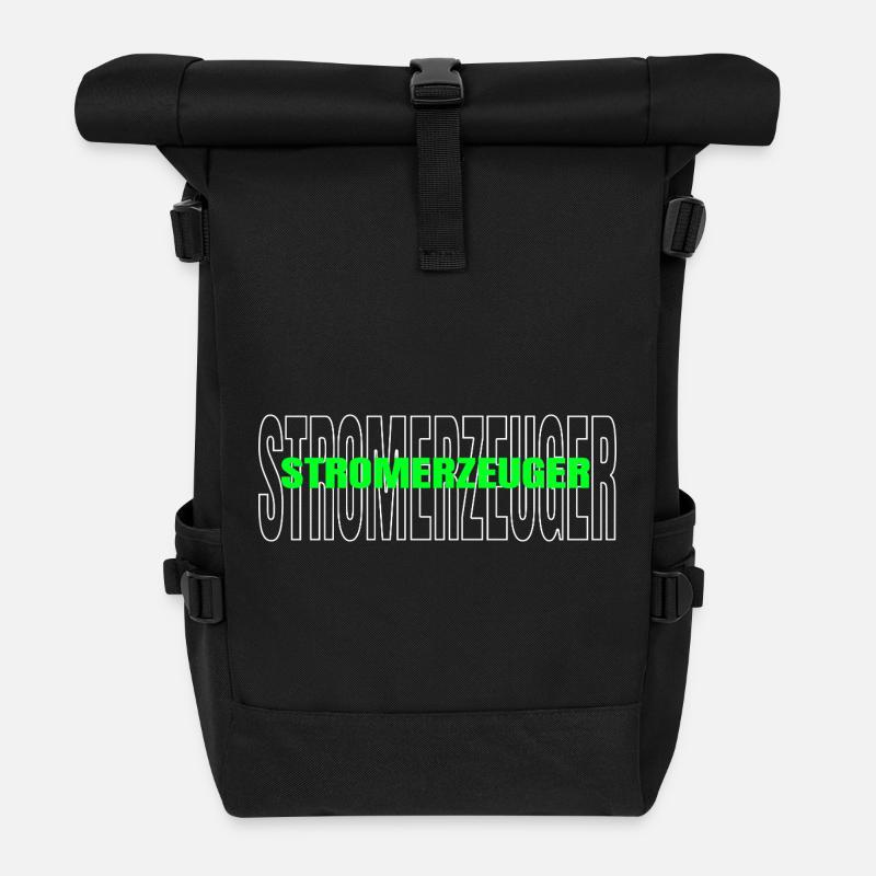 Stromerzeuger Nachhaltige Stromerzeugung - Rolltop Rucksack - Schwarz