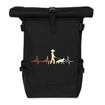 Schäferhund Kardiogramm - Rolltop Rucksack - Schwarz - Vorne