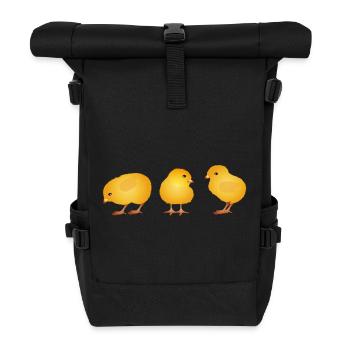 Poussin – Motif mignon du printemps et de Pâques - Sac à dos roll top - noir - Devant