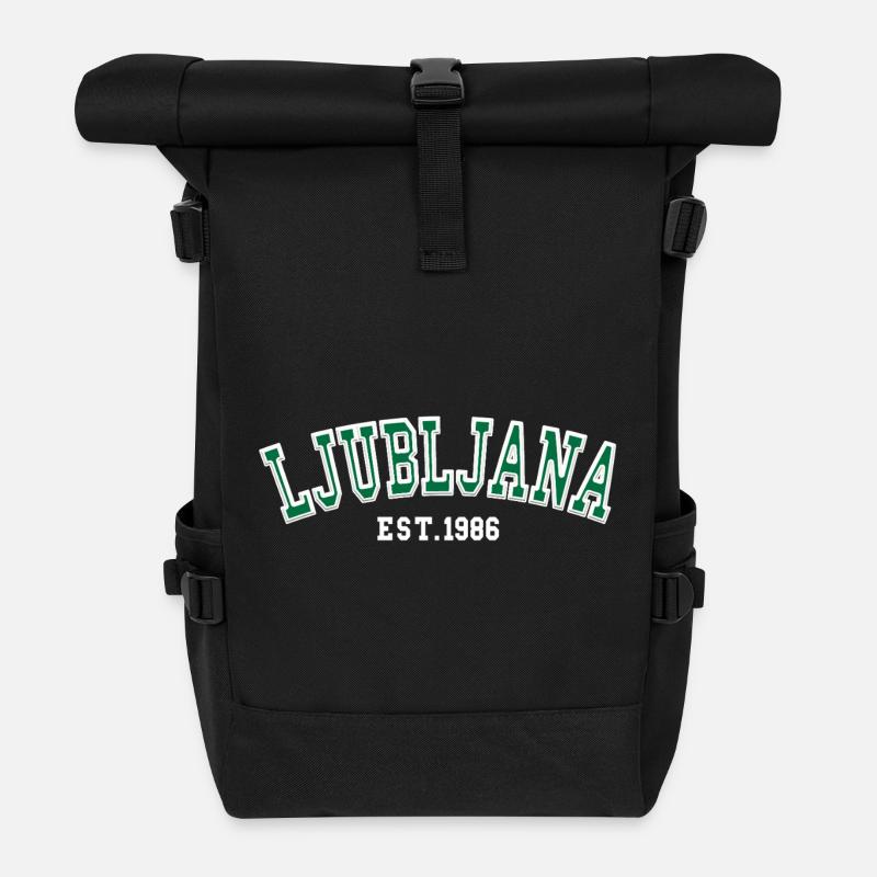 Ljubljana Est. 1986 - Roll Top Backpack - black