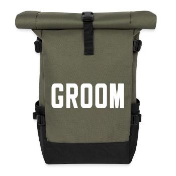 Bräutigam Cool Matching Paar Hochzeitsfeier Hochzeit - Rolltop Rucksack - Olive/Schwarz - Vorne