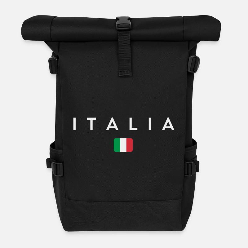 Drapeau de l’Italie, fierté italienne - Sac à dos roll top - noir