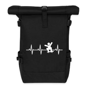 Skateboarder Strichmännchen Kardiogramm - Rolltop Rucksack - Schwarz - Vorne