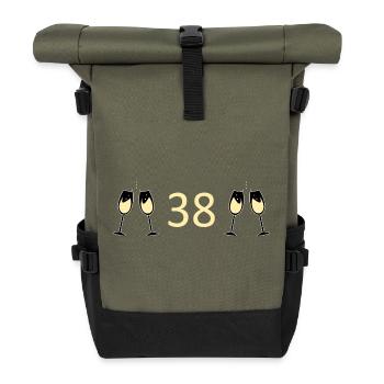 38th Birthday 38 Years Anniversary 38 Years Number 38 - Roll Top Backpack - olive/black - Front