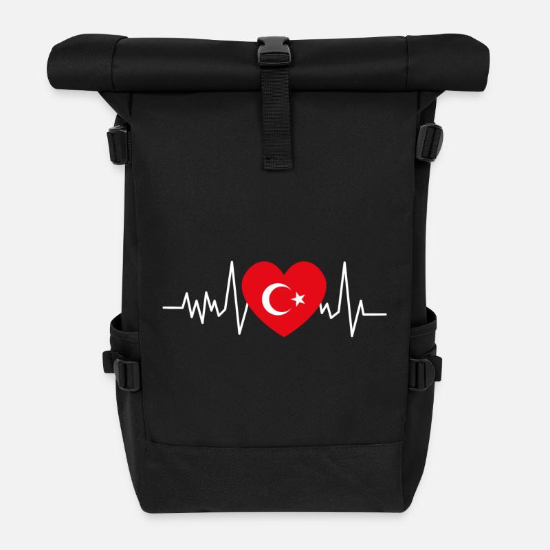 Türkey Heartbeat - Roll Top Backpack - black