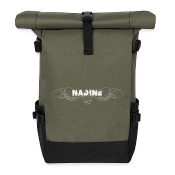 NADINE lettering with decorative lines - Roll Top Backpack - olive/black - Front