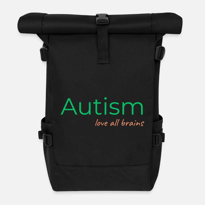 Autisme - Aimez tous les cerveaux - Sac à dos roll top - noir